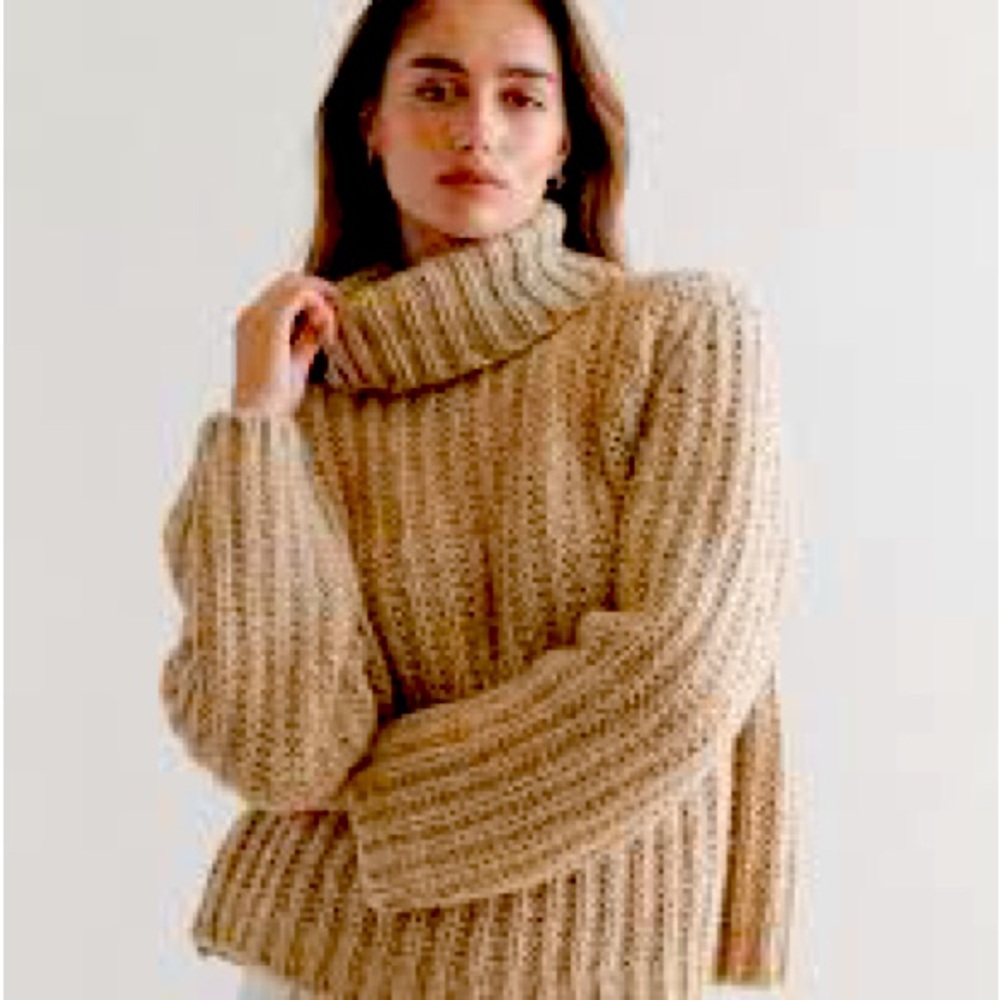 JENNI KAYNE Hudson Turtleneck Camel Marl